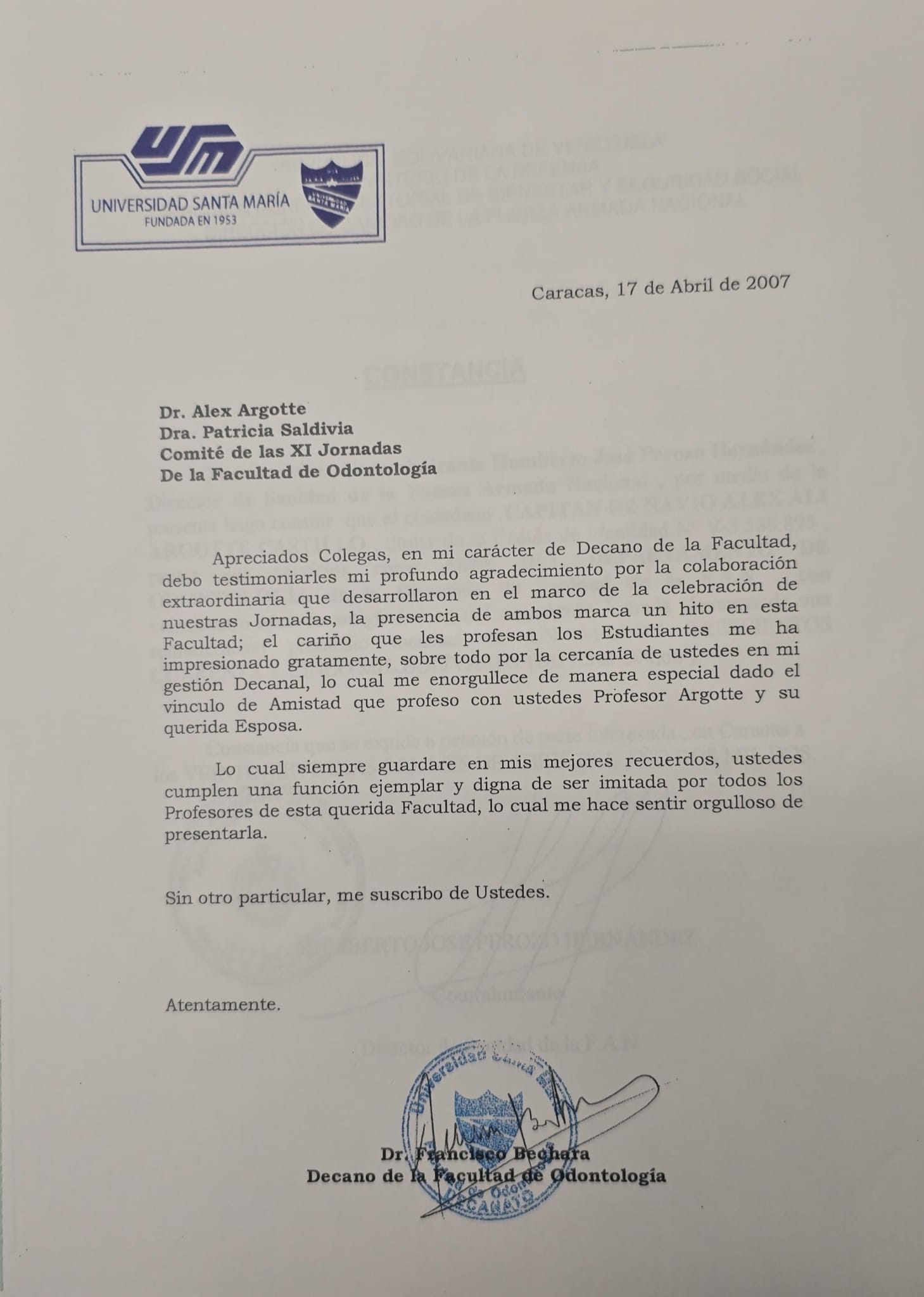 Dean's Letter · XI Dental Conference